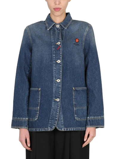 Shop Kenzo Denim Shirt Jacket In Blue