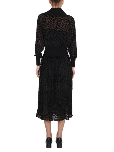 Tory Burch Long-sleeve Velvet Devore Midi Dress In Black