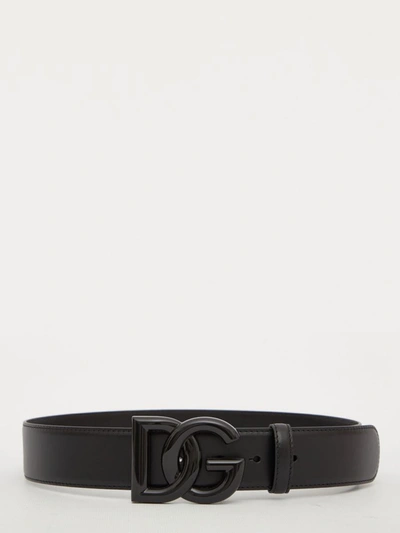 Shop Dolce & Gabbana Dg Black Leather Belt