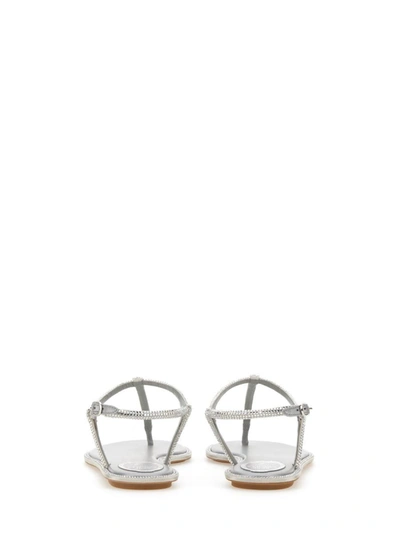 René Caovilla Amalia Embellished Thong Sandals In Silver