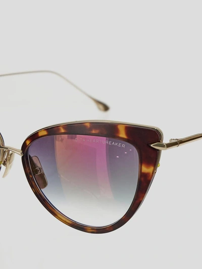 Shop Dita Iridescent Sunglasses In <p> Sunglasses In Marble Brown Acetate With Golden Metallic Details