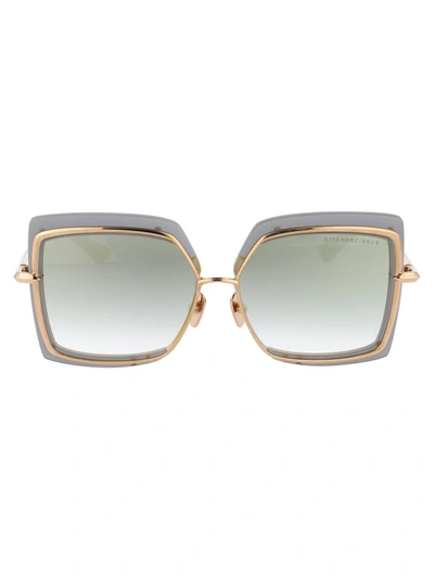 Shop Dita Sunglasses In Satin Crystal Grey - White Gold - Milky Gold Flash