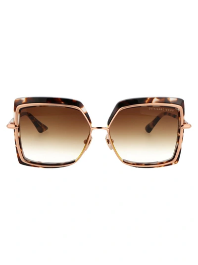 Shop Dita Sunglasses In Cream Tortoise - Rose Gold