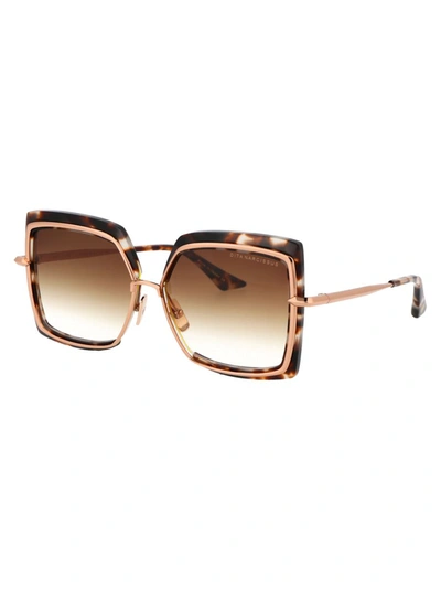 Shop Dita Sunglasses In Cream Tortoise - Rose Gold