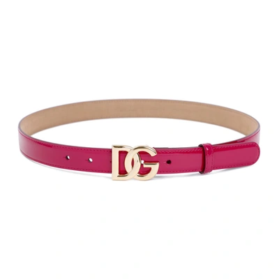 Shop Dolce & Gabbana Patent Leather Belt In Pink &amp; Purple