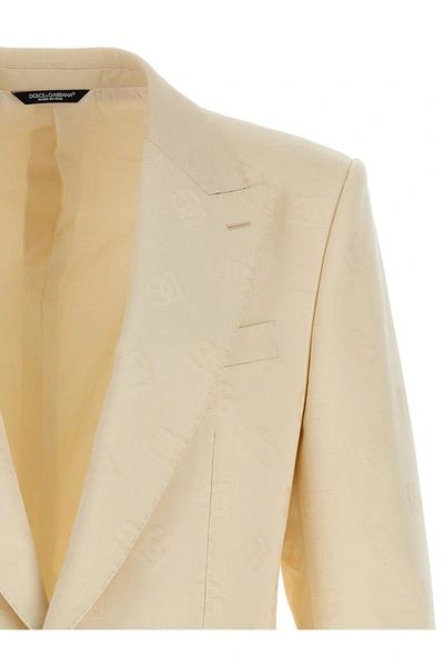 Shop Dolce & Gabbana 'dg Monogram' Single Breast Jacquard Blazer Jacket In White