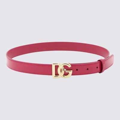 Shop Dolce & Gabbana Blood Red Leather Belt