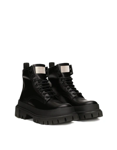 Dolce & Gabbana Studded Calfskin Hi-trekking Ankle Boots In Black