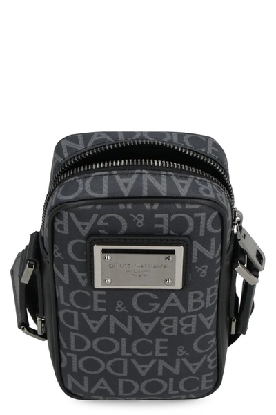 Shop Dolce & Gabbana Canvas Shoulder Bag In Grey