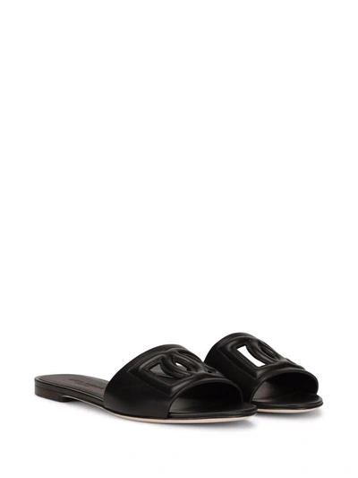 Shop Attico Dolce & Gabbana Dg Millennials Slide Sandals With Logo In Black