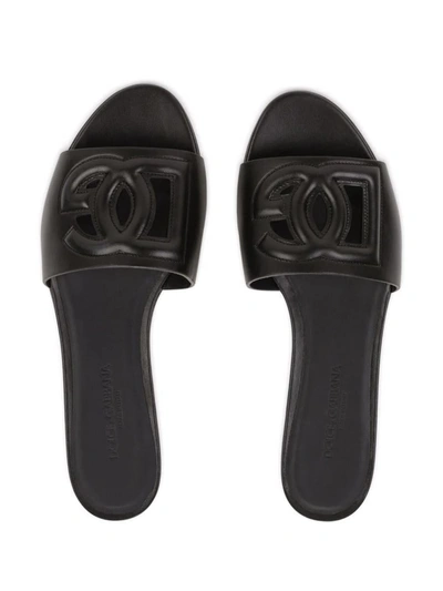 Shop Attico Dolce & Gabbana Dg Millennials Slide Sandals With Logo In Black