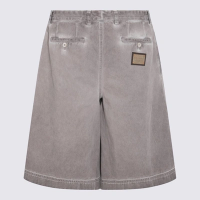 Shop Dolce & Gabbana Grey Denim Shorts In <p>grey Denim Shorts From Dolce &amp; Gabbana Featuring Concealed Zip Closure, Used Effect, Belt Loo