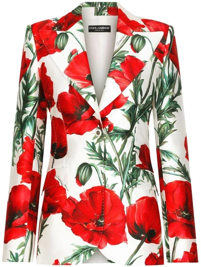 Shop Dolce & Gabbana Printed Single-breasted Blazer In White