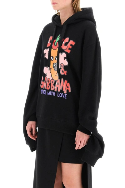 Shop Dolce & Gabbana Printed Sweatshirt With Double Cuffs In Black