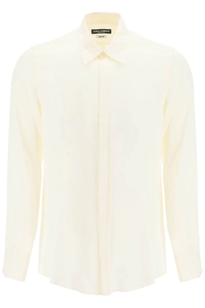 Shop Dolce & Gabbana Satin 'martini' Shirt In White