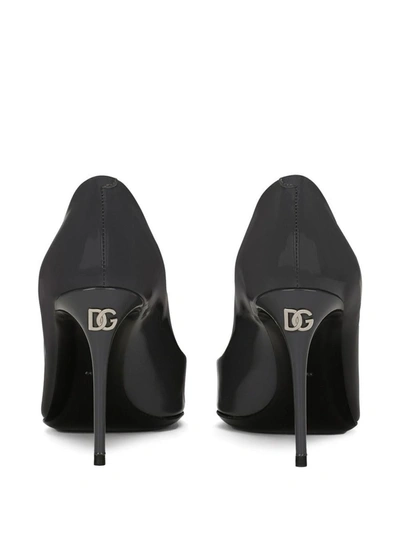 Shop Dolce & Gabbana Shiny Leather Pumps In Grey