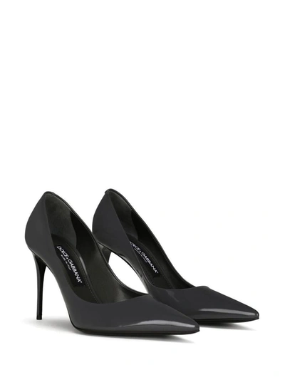 Shop Dolce & Gabbana Shiny Leather Pumps In Grey