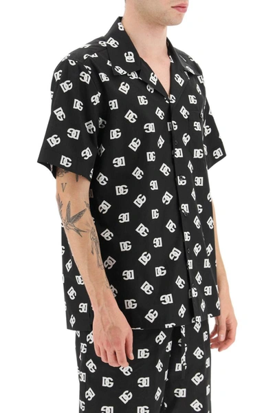Shop Dolce & Gabbana Short Sleeve Boxy Shirt In Black