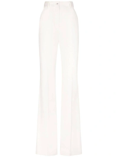 Shop Dolce & Gabbana Tailored Wide-leg Trousers In White