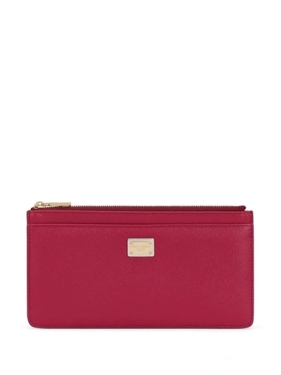 Shop Dolce & Gabbana Wallet With Logo Plaque In Pink &amp; Purple