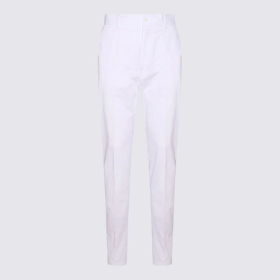 Shop Dolce & Gabbana White Cotton Blend Trousers