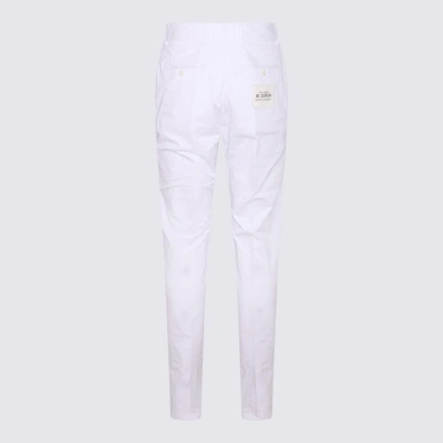 Shop Dolce & Gabbana White Cotton Blend Trousers
