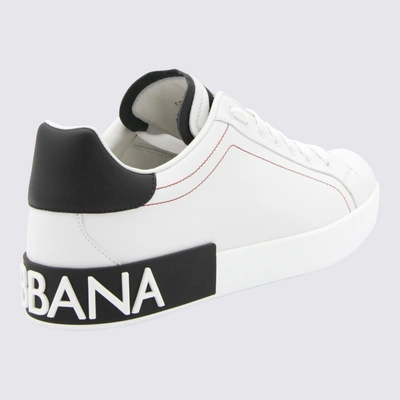 Shop Dolce & Gabbana White And Black Leather Sneakers