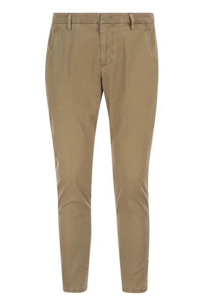 Shop Dondup Alfredo - Slim-fit Cotton Trousers In Beige