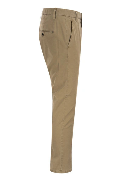 Shop Dondup Alfredo - Slim-fit Cotton Trousers In Beige