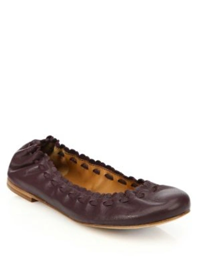 See By Chloé Jane Leather Ballet Flats In Aubergine