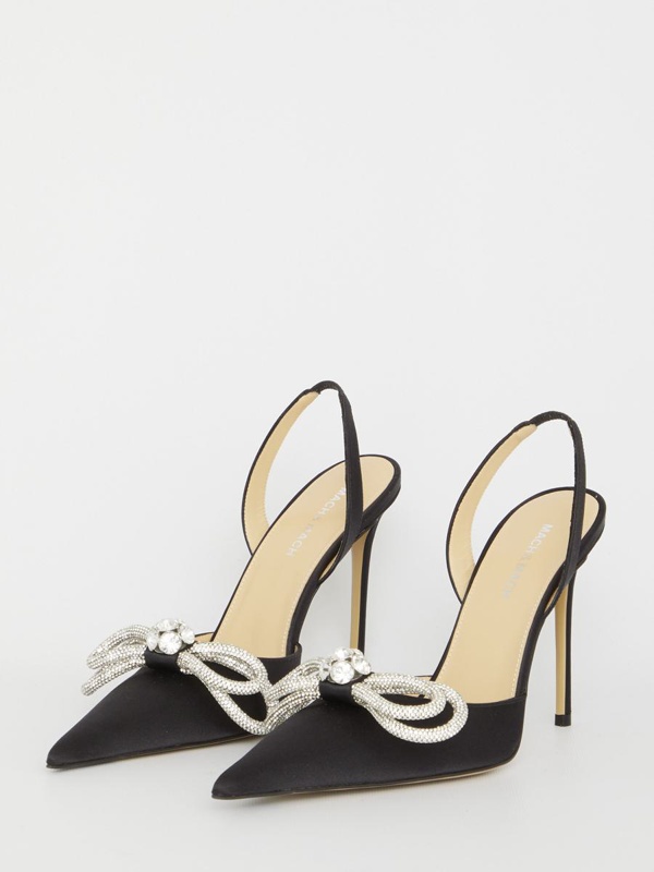110mm Double Bow Satin Slingback Pumps
