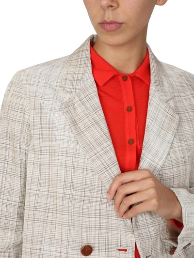 Alysi Tailored Double-breasted Blazer With Notched Lapels In Beige