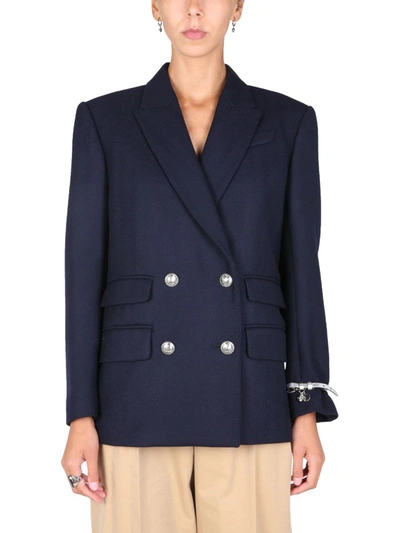 Shop Alexander Mcqueen Double-breasted Jacket In Blue