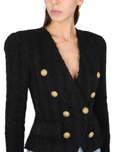 Shop Balmain Double-breasted Jacket In Black