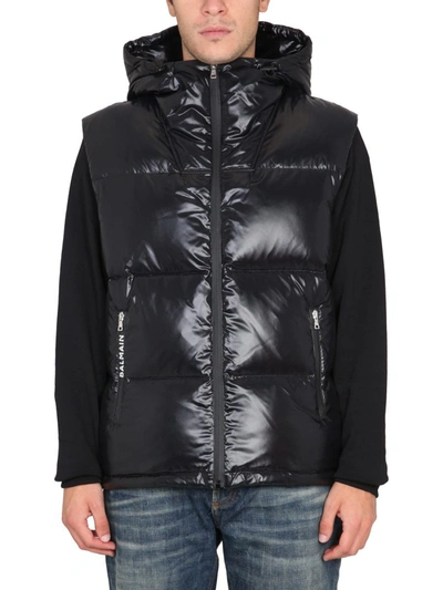 Shop Balmain Down Jacket In Black