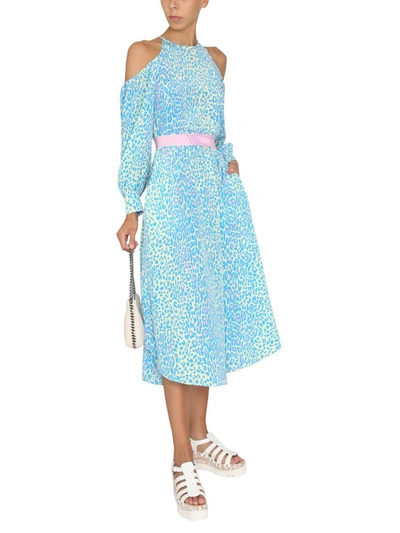 Shop Stella Mccartney Dress With Animal Pattern In Blue