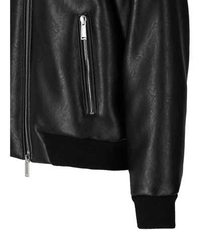 Dsquared2 Faux Shearling Black Bomber Jacket In Black