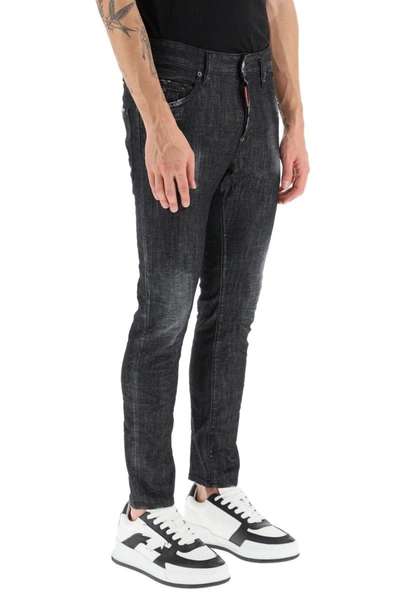 Shop Dsquared2 Black Clean Wash Skater Fit Jeans