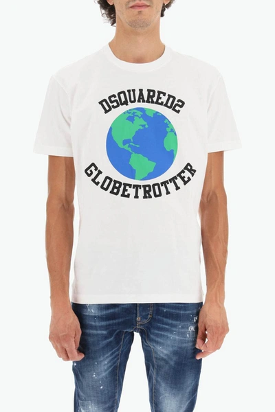 Shop Dsquared2 Globetrotter T-shirt In White
