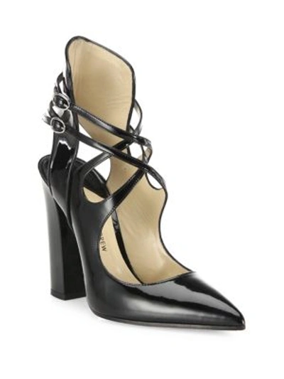 Paul Andrew Sevil Patent Leather Block-heel Pumps In Black