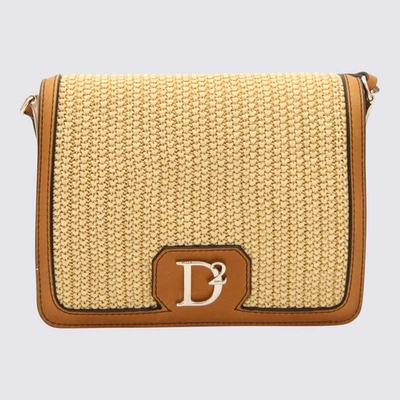 Shop Dsquared2 Natural Raffia And Leather D2 Statement Shoulder Bag