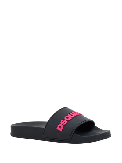 Shop Dsquared2 Sandals In Nero+fucsia