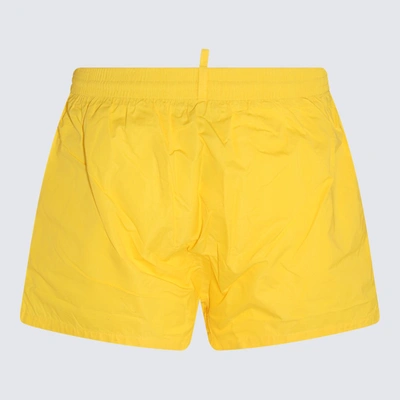 Shop Dsquared2 Yellow Logo Swim Boxer