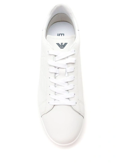 Shop Ea7 Leather Sneakers In White