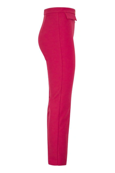 Shop Elisabetta Franchi Trousers In Double Tapered Stretch Crepe In Fuxia