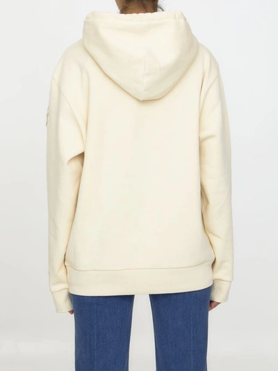 Shop Moncler Genius Embroidered Cotton Hoodie In Beige