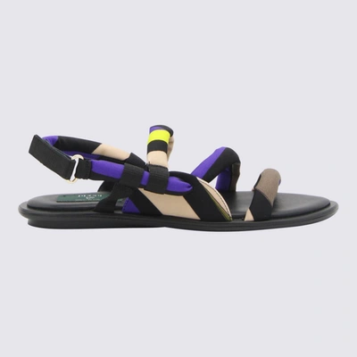 Shop Emilio Pucci Black Leather Marmo Lee Sandals In Viola-kaki
