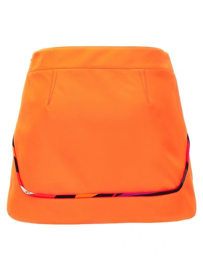 Shop Emilio Pucci Pucci Contrasting Piping Neon Skirt In Orange