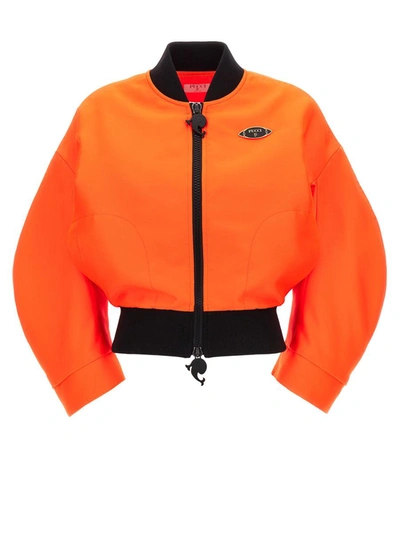 Shop Emilio Pucci Pucci Neon Logo Bomber Jacket In Orange