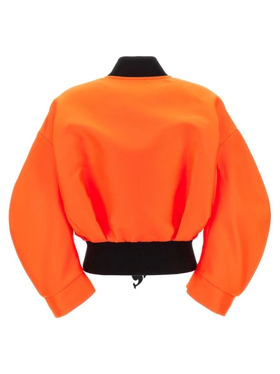 Shop Emilio Pucci Pucci Neon Logo Bomber Jacket In Orange